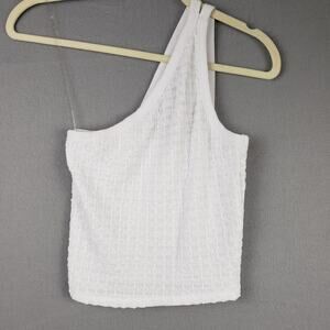 Scotch & Pine Size S One Shoulder Tank Top White Texture Coastal Cowgirl Basic‎